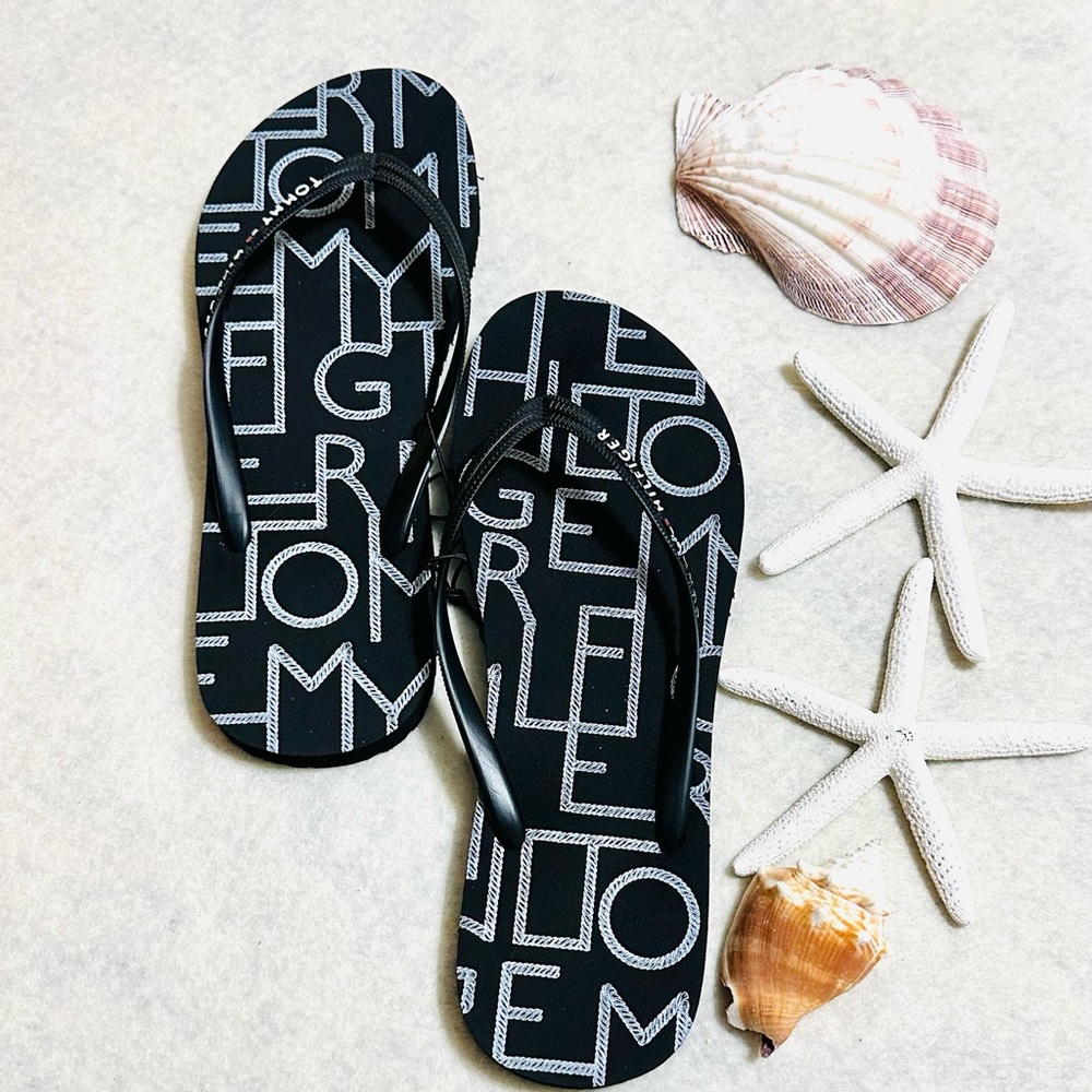 Tommy Hilfiger Black and White Slippers Modern Style